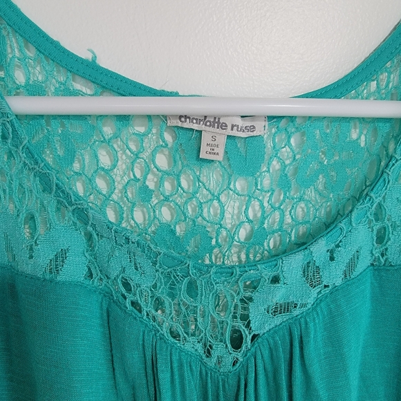 Charlotte Russe High Low Green Dress Small Lace - Picture 2 of 3